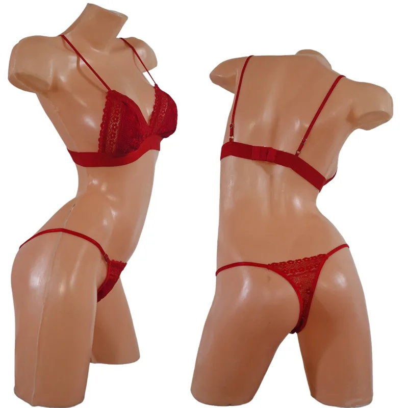 Conjunto Luana Sexy Puntilla y Encaje Corpiño Sin Aro Colaless (art 5103) Talle 85 al 100