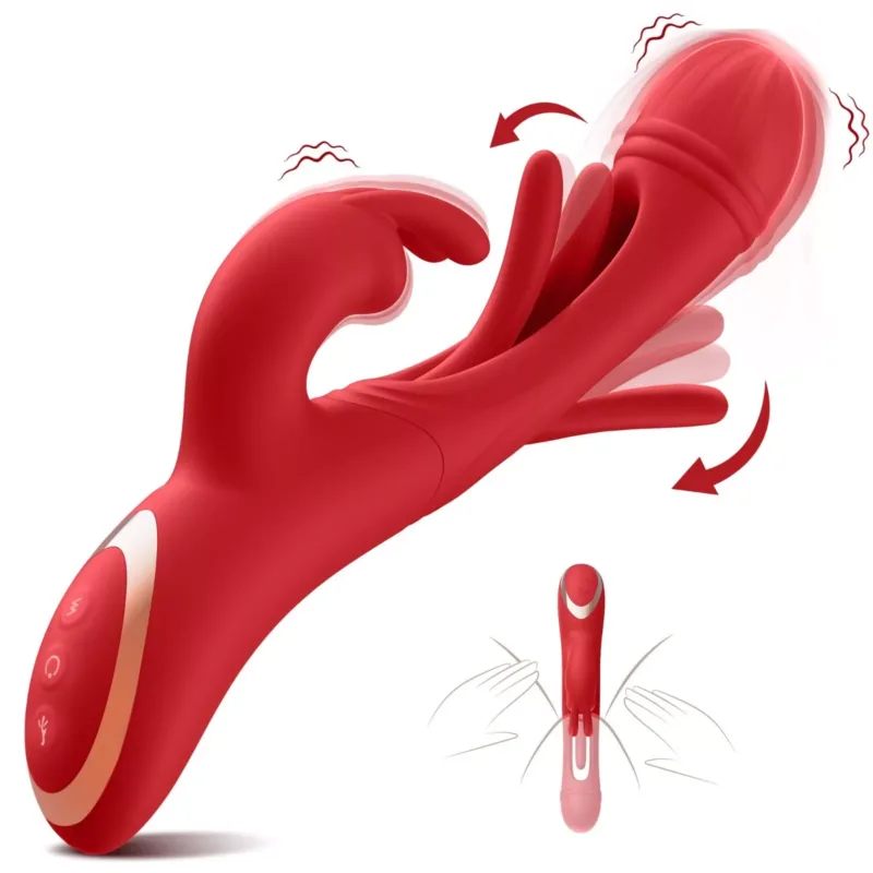 Vibrador 3 en 1 Dildo + Estimulador de Clítoris + Estimulador punto G Recargable USB